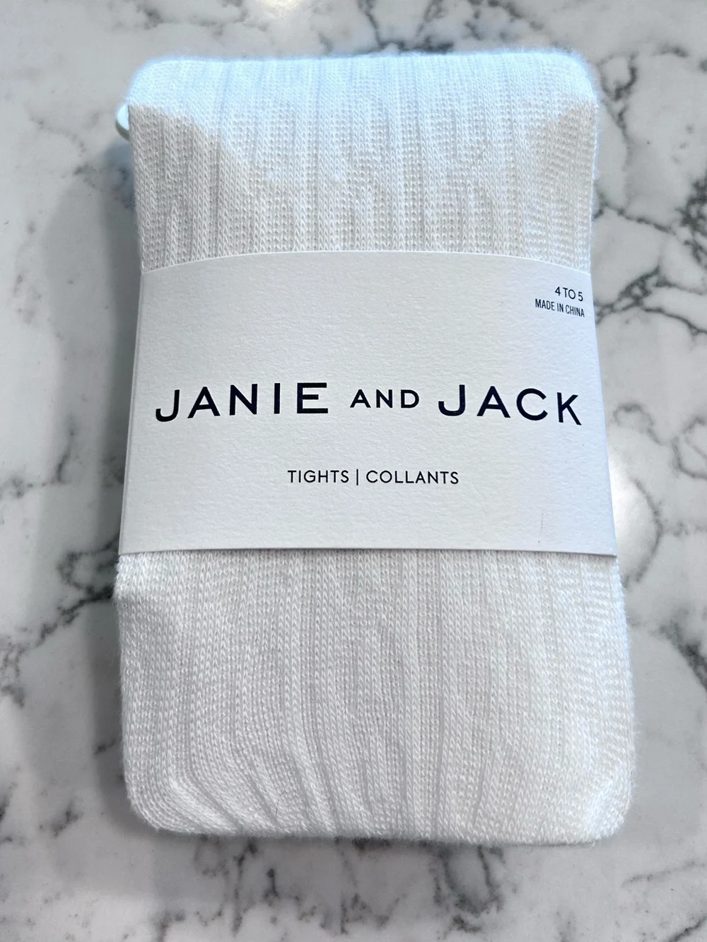 NWT Janie & Jack White Textured Tights Size 4 to 5 Children’s